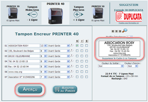 Aperçu de votre tampon Aperçu de votre tampon